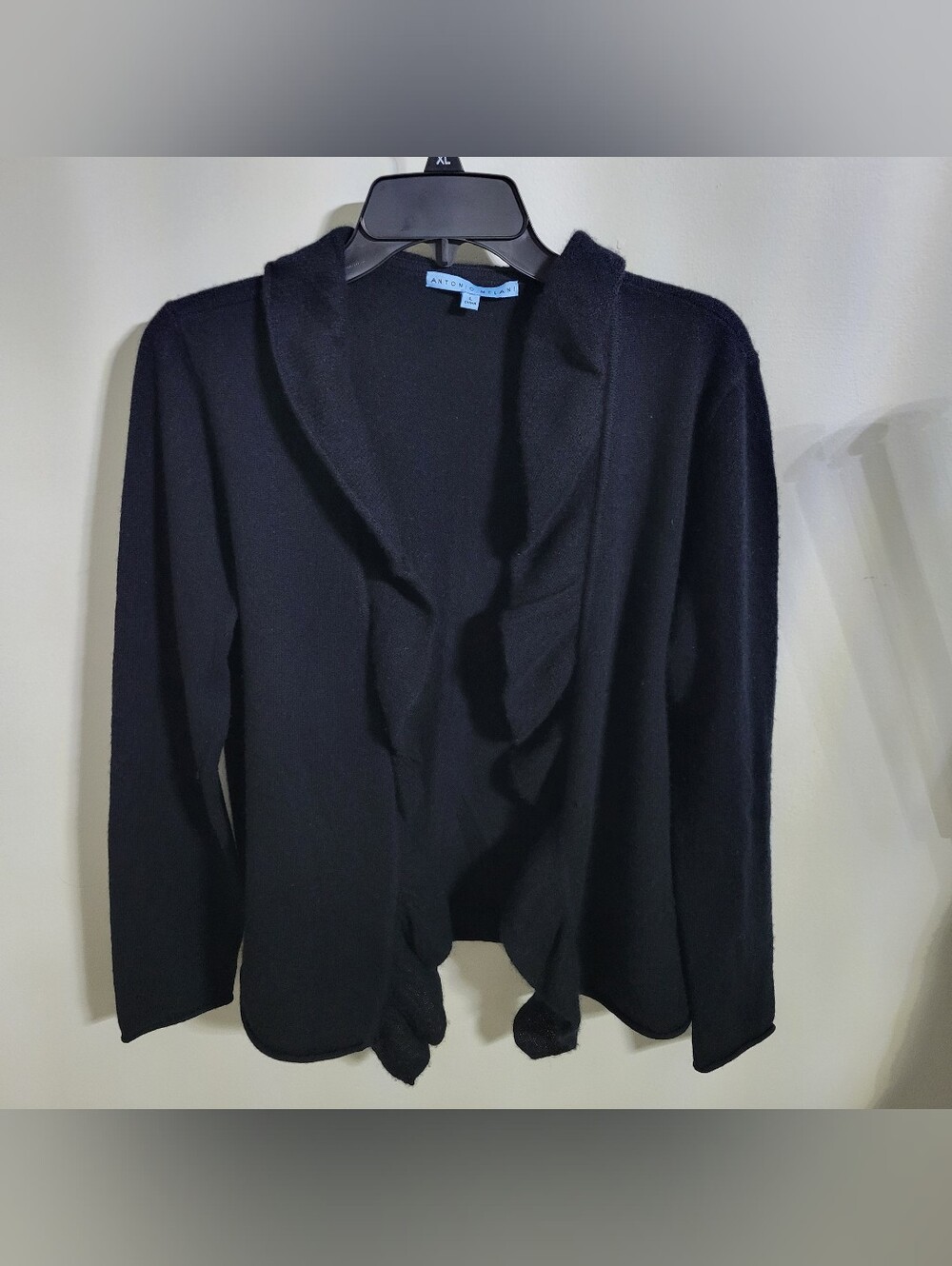 Antonio Melani 100% Cashmere Open-front Ruffled Cardigan, Size L